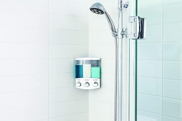 Дозатор для мила, гелю для душу та шампуню Better Living, хром, ABS-пластик, білий, 3-камерний