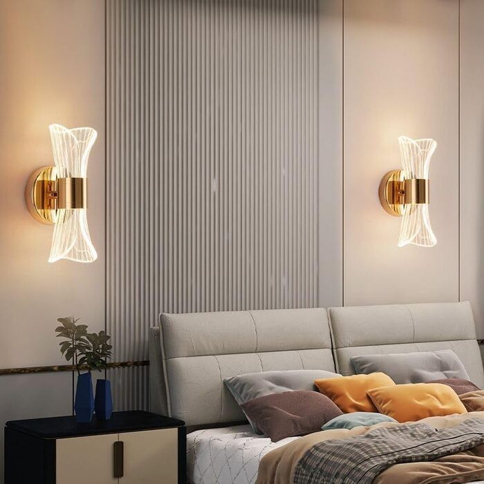 DELIPOP Настінне світильник Wandleuchte, 12W LED, 3 кольори світла (теплий/холодний/нейтральний), золотий, для спальні, вітальні, коридору, сходових маршів