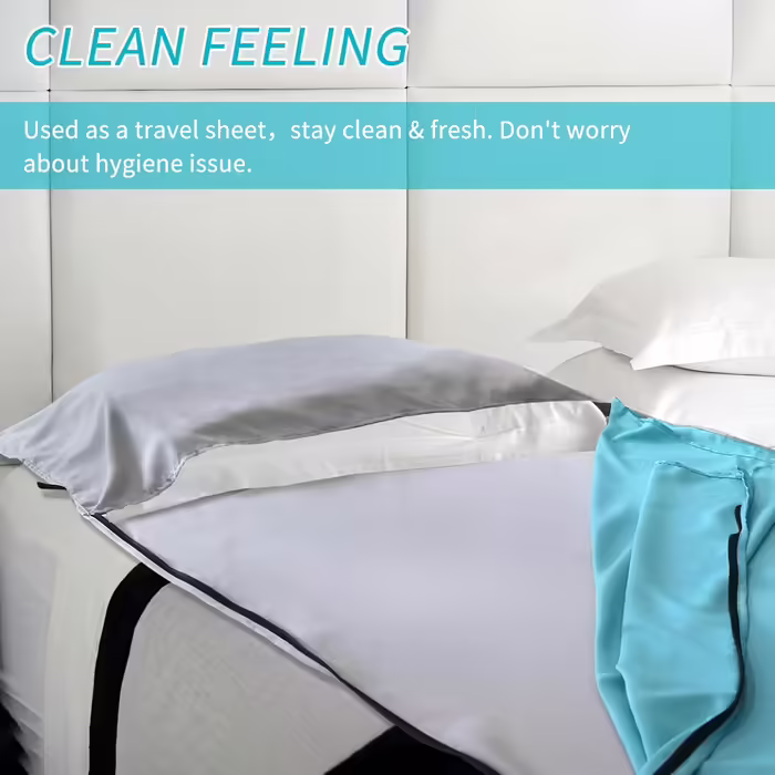 NewDoar Sleeping Bag Liner, 215x85 cm, Portable, Lightweight, Travel Sheet with Pillow Slot, Ultralight, Soft, Camping Sleeping Bag Liner, Pongee Fabric for Camping, Hiking, Backpacking, Hotels, Hostels