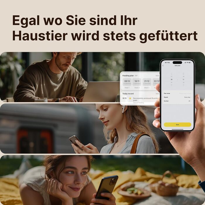 Автоматичний годівниця для котів та собак 5L з Wi-Fi, керування через додаток, 1-10 прийомів їжі на день