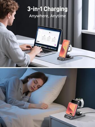 Бездротовий зарядний пристрій 3-в-1 для Samsung Galaxy S26/S25/Z Fold 7/Flip 7/Buds 3/2, Watch 8/7/6/5 Pro - сірий