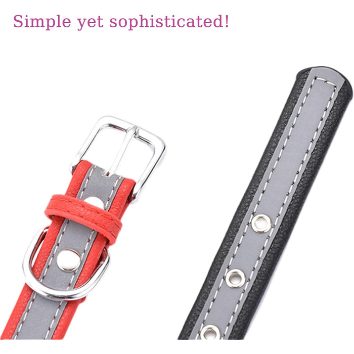 Yonsbox Персоналізоване світловідбиваче відбиваче для собак та котів - Легкий, міцний, з гравіюванням, тихим ID-брелоком та світловідбиваючою ниткою - 6 розмірів (XS–XXL) Чорний M: 29-38 см (підходить для 6-10 кг)