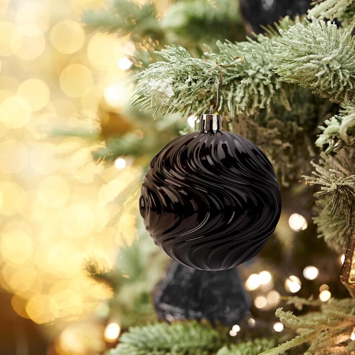 40 шт. прозорих новорічних кулі з кришкою, 6 см, прикраси для ялинки, вікна, інтер'єру та екстер'єру, чорний + золотий (різні дизайни)