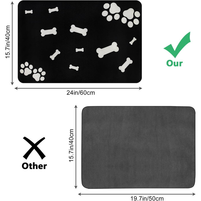 Нековзна килимок під миску для собак та котів Walant, легко миється, швидко сохне, чорний