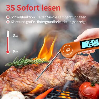 Цифровий термометр для м'яса DOQAUS: приготування на грилі, BBQ, приготування їжі. Швидке зчитування, довга сонда, LCD-дисплей, автовимкнення.