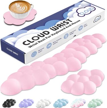Підставка для зап'ястя під клавіатуру Sushret Cloud, Ергономічна, з Memory Foam, для ПК, ігор, білого (рожевого) кольору