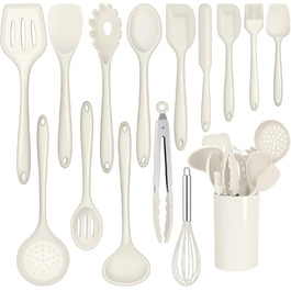 Набір кухонних аксесуарів Joyfair: 15 предметів з силікону, стійкий до нагрівання, антипригарний, для посуду, з тримачем, придатний для миття в посудомийній машині