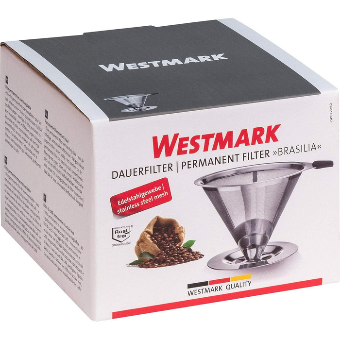 Постійний кавовий фільтр-дріпер Westmark Brasilia з тримачем для чашки, 10 см, нержавіюча сталь 18/8