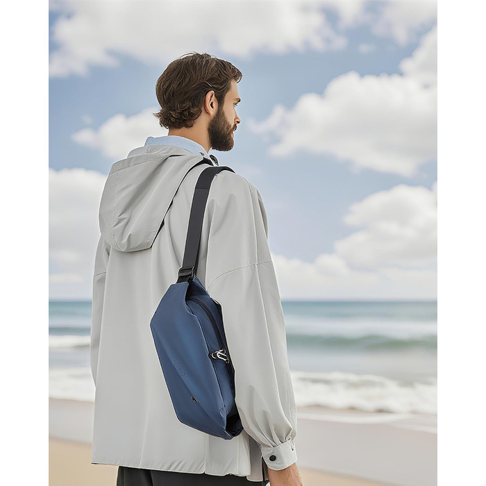 Чоловіча/Жіноча бананка з PU шкіри, водонепроникна, для спорту, подорожей, бігу, трекінгу, стильна темно-зелена (темно-синя, велика)