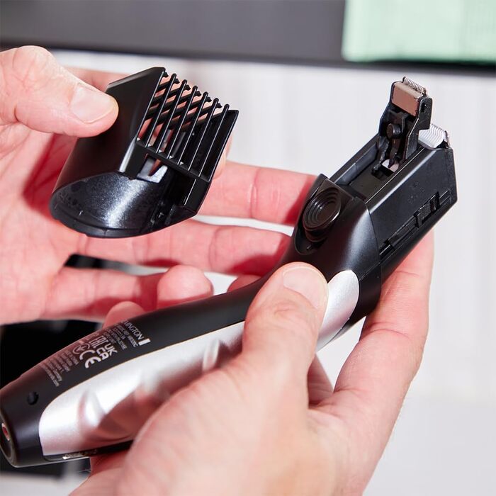 Триммер для бороди Remington MB320C Schwarz: професійний набір з керамічними лезами (0.4-18 мм), 9 налаштувань довжини, акумулятор/мережа, LED-індикатор