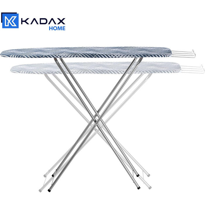 КADAX Прасувальна дошка з полицею, 104x30 см, дошка для прасування з парою та відкидною полицею для праски, компактна прасувальна станція з підкладкою з піни