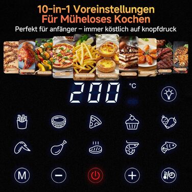 Аерофритюрниця SIMPLUS Airfryer XL 6.5 л з вікном та сенсорним керуванням, 1500 Вт, 10 програм, антипригарне покриття