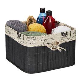 Relaxdays Black Storage Basket with Bamboo