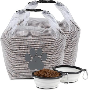 Сумка для зберігання корму для тварин, 2 шт., складана, BPA-free, харчова, для домашніх тварин, зберігає свіжість, для кемпінгу, перевезення, подорожей, прозора