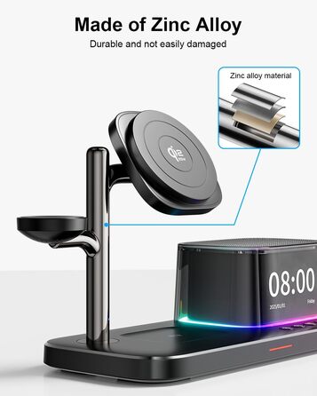 MagSafe Зарядний Стенд 5-в-1 45W Qi2.2: Бездротова Зарядка iPhone 17/16, Apple Watch Ultra, Годинник, Нічник, Спікер