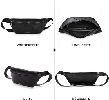 Berliner Bags Преміум поясна сумка Feline, шкіряна сумка через плече, кросбоді, бананка для жінок та чоловіків - чорна