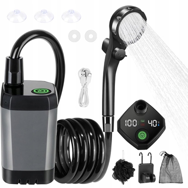 Портативний кемпінговий душ на 20 л з LED-дисплеєм та помпою IPX7