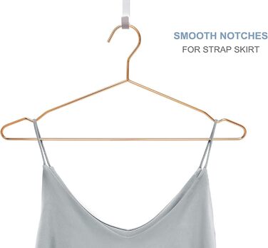 Amber Home 20-Piece 43cm Rose Gold Iron Clothes Hangers, Rose Gold Metal Clothes Hangers with Non-Slip Groove for Suit, T-Shirt, Shirt, Jacket, Dress, Pants, Robust and Durable