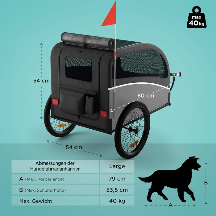 Фаркоп для велосипеда з собакою - Складаний фаркоп для собак до 40 кг з відбивачами, сумісний з електровелосипедами, чорний (сірий)