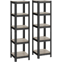 Стелаж SONGMICS GLR037B0: 5 полиць, 37x37x150 см, 400 кг/полиця, для кухні/вітальні, vintage коричневий-чорний