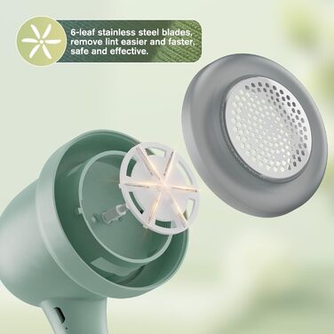 Електричний видалення ворсу для одягу та дому: USB-зарядка, 6-клинковий набір, для одягу, меблів, килимів