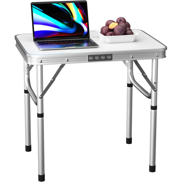 Складний алюмінієвий стіл для пікніка, кемпінгу, саду та вечірок 120x60x70 см, регульована висота