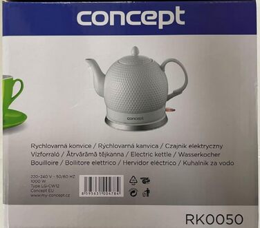 Concept Golf RK0050 Electric Kettle - Ceramic 1.2L, White - 3D Golf Ball Design