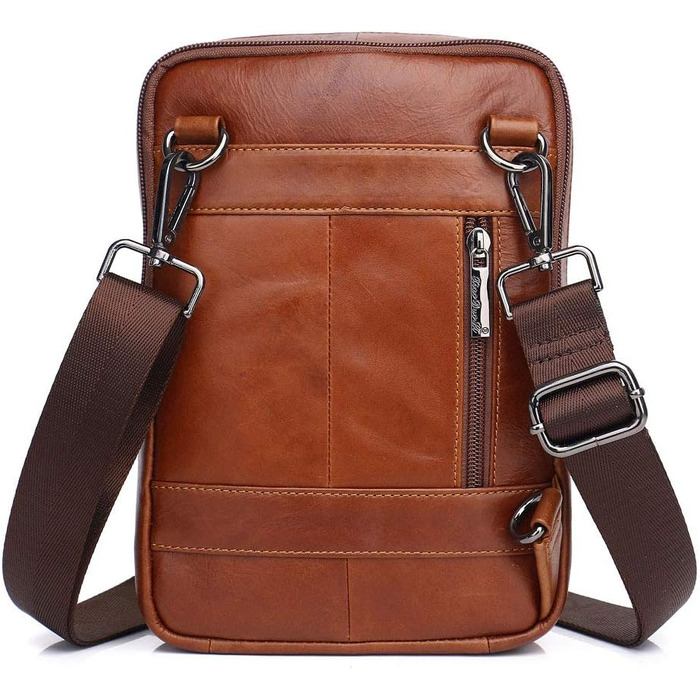 Шкіряна сумка-месенджер через плече Crossbody для чоловіків та жінок, коричнева
