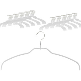 MAWA Clothes Hangers Light, Set of 100 space-saving and non-slip hangers, ideal for shirts and blouses, with 360° rotating hook and non-slip coating, 42 cm, White