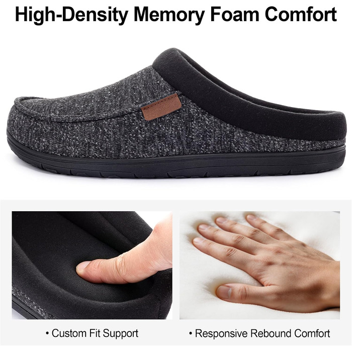 Чоловічі домашні капці-мокасини ULTRAIDEAS з ефектом пам'яті (Memory Foam), замшеві, з теплим плюшевим підкладкою, сірі, розмір 45/46