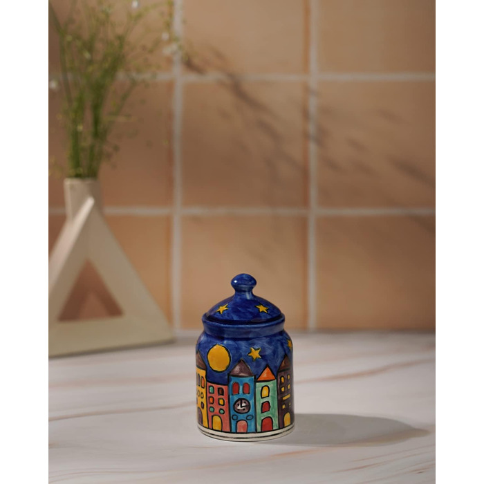 Gall&Zick Sugar Bowl Set/2 Spice Jar Sugar Dispenser Ceramic Painted Blue Tableware Sugar Spice Jar Container