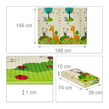 Relaxdays Foldable Play Mat with Animal Motifs