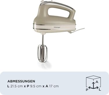 Міксер ручний Ariete Vintage 1548, 450W, Бежевий, 5 швидкостей, турбо-функція, 2 насадки для тіста та збивання