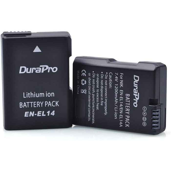 Акумулятор DuraPro EN-EL14 + LED Зарядний пристрій для Nikon P7800, 7700, 7100, 7000, D5600, D5500, D5300, D5200, D5100, 3000, D3400, D3300, D3200, D3100, DSLR