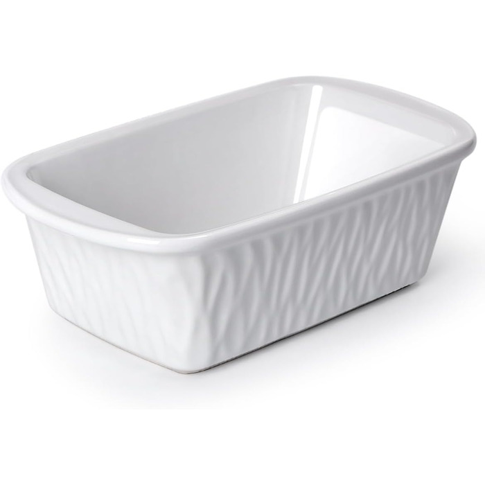 NUTRIUPS Ceramic Loaf Pan, 28 cm x 15 cm, Rectangular, for Baking, Porcelain, Non-Stick Coating, White