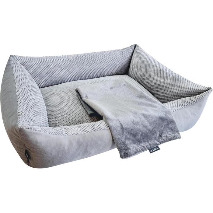 М'яка підстилка для собак та котів 4L Textil - підстилка для подорожей, для дому, захист дивану, 60x40/100x80 см, бежева/сіра