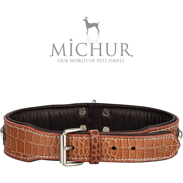 MICHUR Lakota Dog Leash, Leather, Flat Leash, Leather Lead Dog, MATCHES Lakota Collar, Brown, Leather Size (approx.) 150x2.5cm (Neck circumference 30-34.5cm)