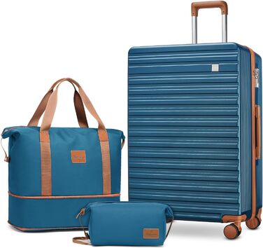Набір валіз Joyway з ABS-пластику (4 колеса, TSA-замок) з місткою сумкою та культурою. Великий синій кофр