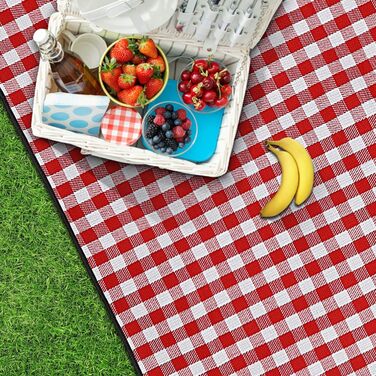 Ben & Bel Water/Sand/Dirt-Repellent Picnic Blanket with PU Handle, for Outdoor Use, Dark Green, Square, 150 x 200 cm, XL (04)