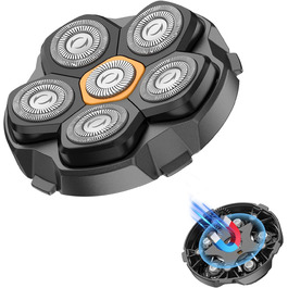 Електричний гоління голови для чоловіків Kibiy, головний бритва з 6 магнітними лезами, IPX7 водонепроникний, LED-дисплей, зарядка Type-C (тільки магнітні змінні насадки)