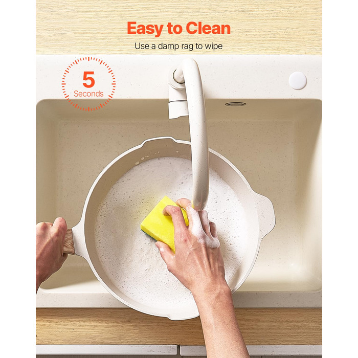 Набір посуду VEVOR з нержавіючої сталі 19 предметів з кришкою з термостійкого скла, антипригарне покриття, для приготування їжі на індукційній плиті, підходить для кемпінгу та дому (білий)