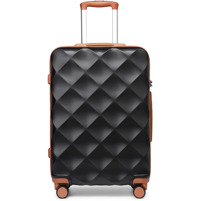 Чемодан British Traveller Mittelgroßer 64x43x26.5 см з ABS+PC, TSA-замок, 4 колеса (Чорний/Коричневий, M(64см 57л))