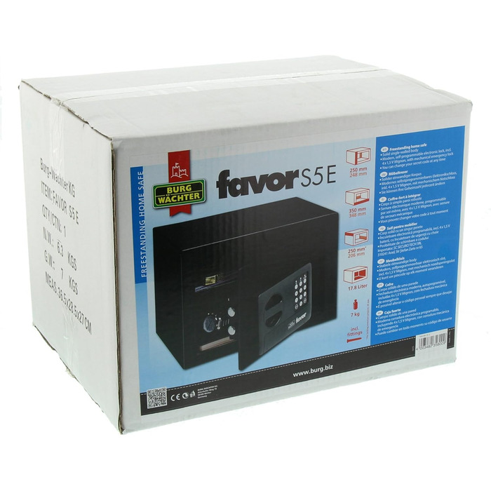 Торговий сейф Burg Wächter Favor S3 E з кодовим замком, чорний (250 x 350 x 250 мм), електронний, однотуровий