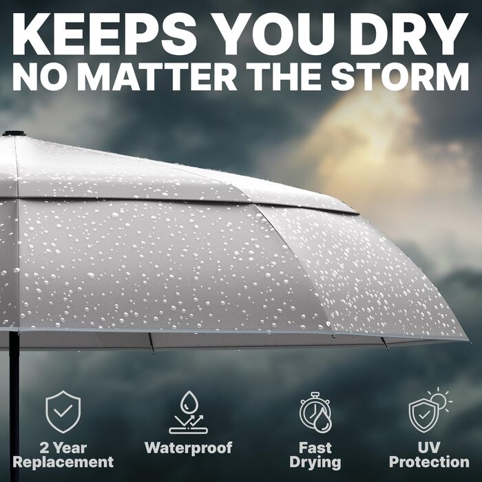 Чоловічий та жіночий парасолька Royal Walk: міцний, автоматичний, з дерев'яною ручкою, стійкий до вітру, з подвійним покриттям, сірий