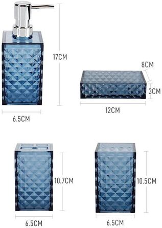 Набір аксесуарів для ванної кімнати блакитного кольору (4 шт.), багатофункціональний органайзер для раковини, пластиковий набір, тримач для зубних щіток, мильниця-дозатор, мильниця для подарунку