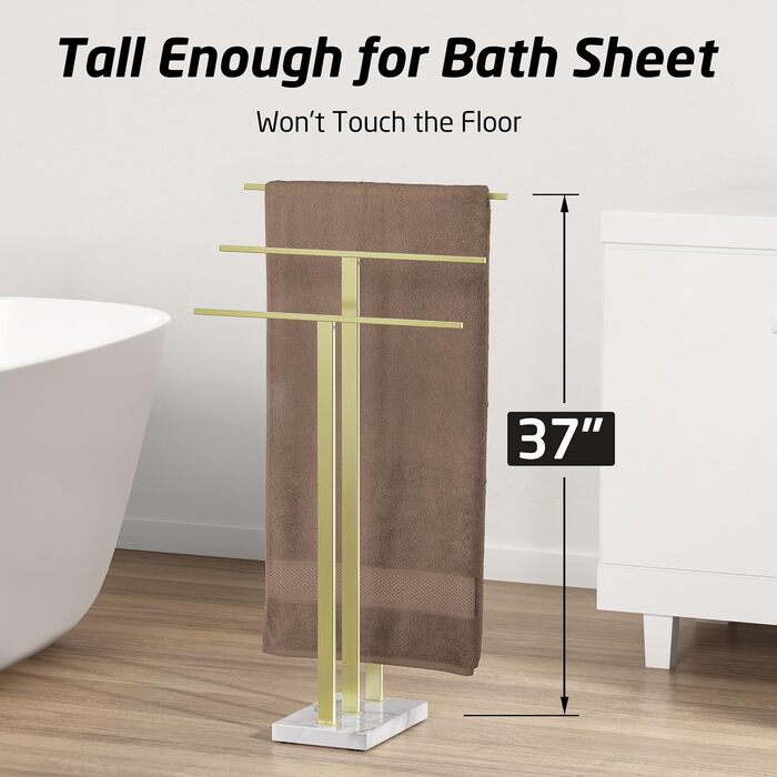 Підставка для рушників KES, 3 стійки, з нержавіючої сталі SUS304, золотиста, BTH217S3-2