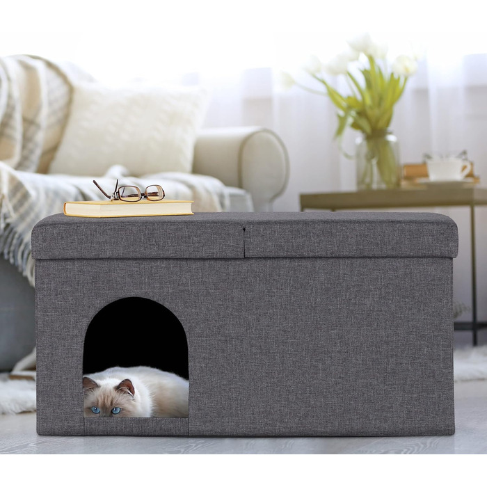 Кігтечка для котів Relaxdays, складана лавка, сіра, 38,5 x 74,5 x 37 см