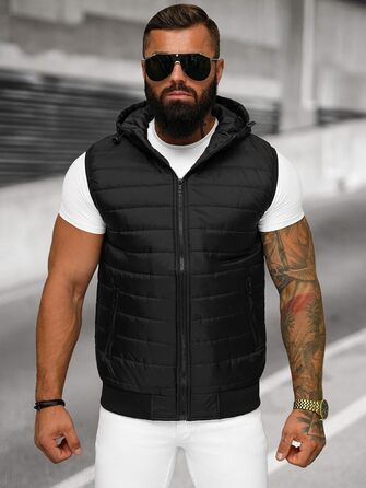 Чоловіча степкова жилетка OZONEEE з капюшоном, чорна, XL. Спортивна жилетка без рукавів для перехідного сезону, модель 777/892KA