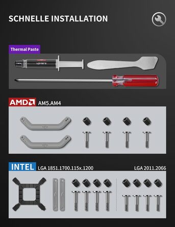 upHere UE2 Elite KC8C CPU кулер ARGB 120mm, Dual-Tower з 8 теплових трубок, TDP 280W, для процесорів AM5/AM4/AM3 Intel 1851/1700/115x/1200, тихий кулер для ПК (UE2 Elite T8-White)