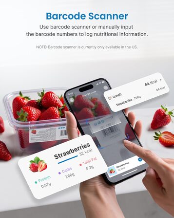 Кухонні ваги RENPHO: цифрова вага з LCD-дисплеєм, функція тарування, для випічки та приготування їжі, точність 1г, максимальна вага 5кг, білий колір